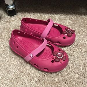 Toddler Crocs Keeney Mary Jane Flats pink flower